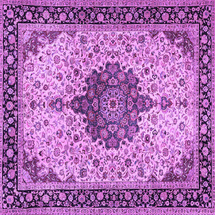 Square Machine Washable Medallion Purple Traditional Area Rugs, wshtr2625pur