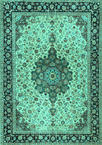 Medallion Turquoise Traditional Rug, tr2625turq