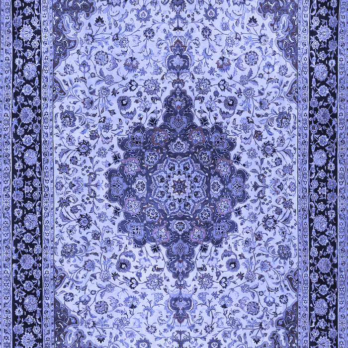 Machine Washable Medallion Blue Traditional Rug, wshtr2625blu