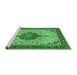 Sideview of Machine Washable Medallion Emerald Green Traditional Area Rugs, wshtr2625emgrn