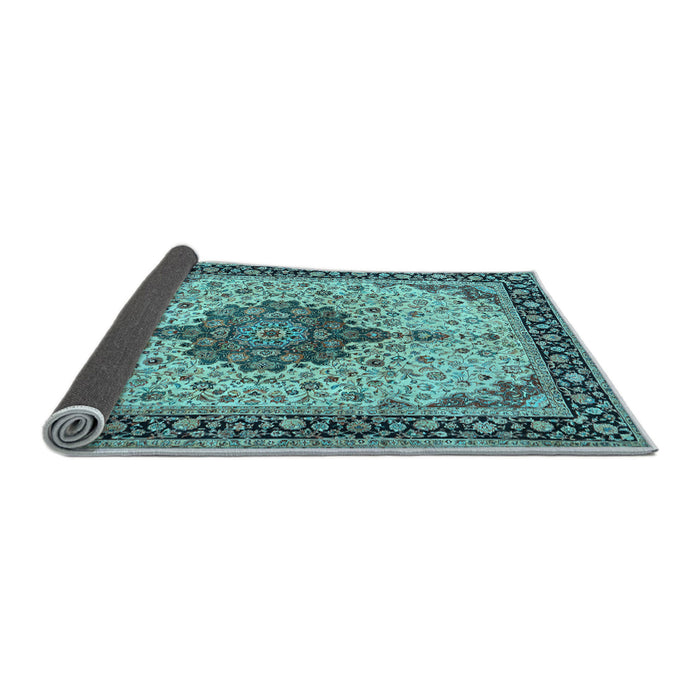 Sideview of Medallion Light Blue Traditional Rug, tr2625lblu