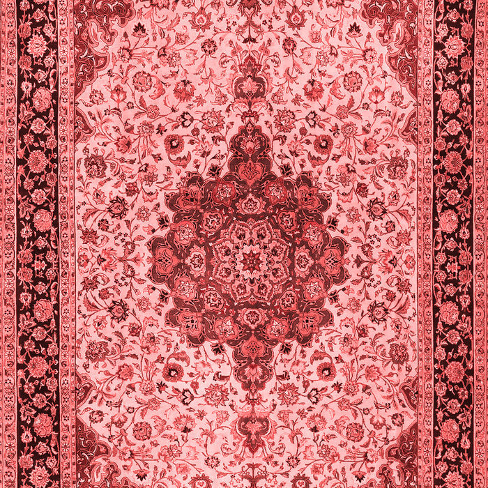 Machine Washable Medallion Red Traditional Rug, wshtr2625red