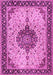 Machine Washable Medallion Pink Traditional Rug, wshtr2625pnk