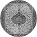 Machine Washable Medallion Gray Traditional Rug, wshtr2625gry