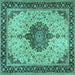 Square Medallion Turquoise Traditional Rug, tr2625turq