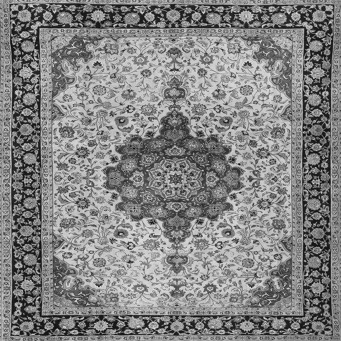 Round Machine Washable Medallion Gray Traditional Rug, wshtr2625gry