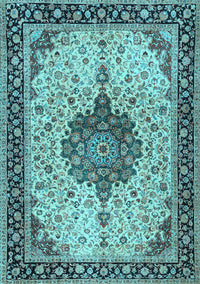 Medallion Light Blue Traditional Rug, tr2625lblu