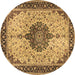 Round Machine Washable Medallion Brown Traditional Rug, wshtr2625brn