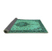 Sideview of Medallion Turquoise Traditional Rug, tr2625turq