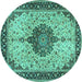 Round Medallion Turquoise Traditional Rug, tr2625turq