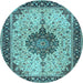 Round Medallion Light Blue Traditional Rug, tr2625lblu