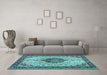 Machine Washable Medallion Light Blue Traditional Rug in a Living Room, wshtr2625lblu