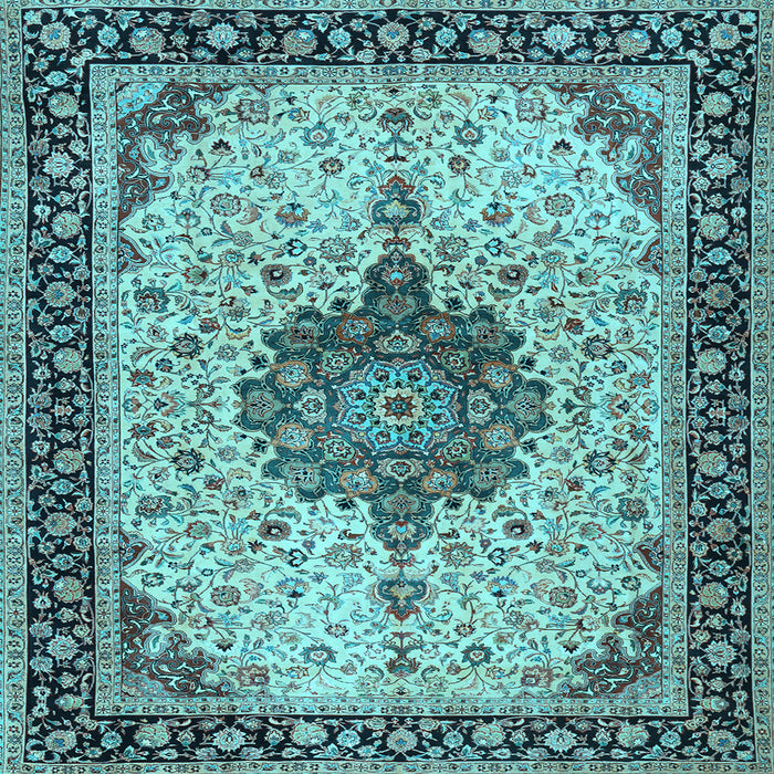 Square Medallion Light Blue Traditional Rug, tr2625lblu