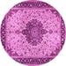 Round Machine Washable Medallion Pink Traditional Rug, wshtr2625pnk