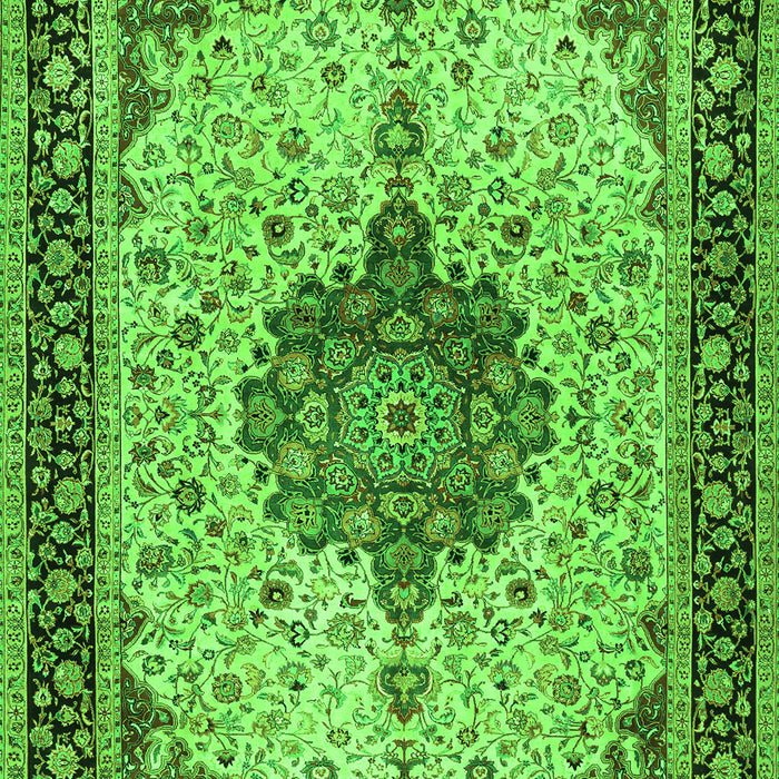 Serging Thickness of Machine Washable Medallion Green Traditional Area Rugs, wshtr2625grn