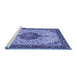 Sideview of Machine Washable Medallion Blue Traditional Rug, wshtr2625blu