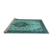 Sideview of Machine Washable Medallion Light Blue Traditional Rug, wshtr2625lblu