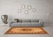 Machine Washable Medallion Orange Traditional Area Rugs in a Living Room, wshtr2625org