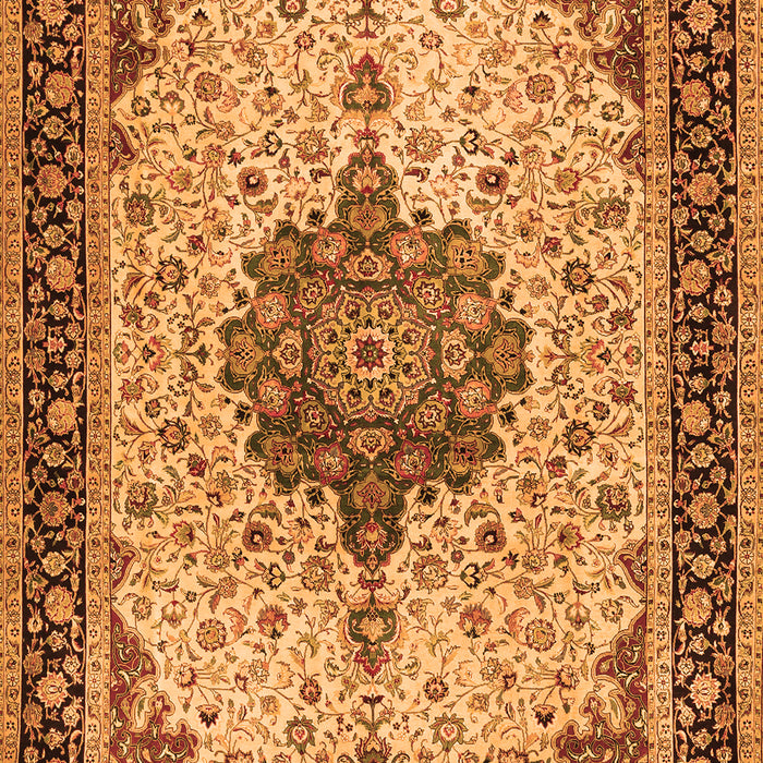 Serging Thickness of Machine Washable Medallion Orange Traditional Area Rugs, wshtr2625org