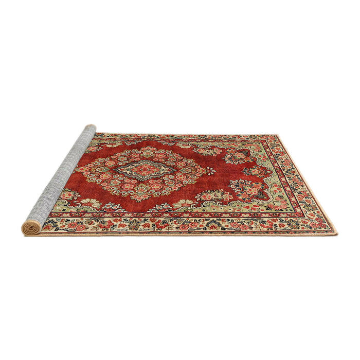 Sideview of Machine Washable Traditional Sand Brown Rug, wshtr2626
