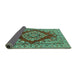 Sideview of Medallion Turquoise Traditional Rug, tr2626turq