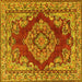 Square Medallion Yellow Traditional Rug, tr2626yw