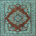 Square Medallion Light Blue Traditional Rug, tr2626lblu