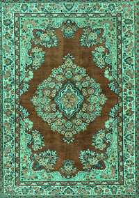 Medallion Turquoise Traditional Rug, tr2626turq