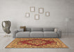 Machine Washable Medallion Brown Traditional Rug in a Living Room,, wshtr2626brn