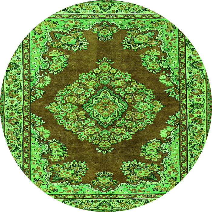 Square Medallion Green Traditional Rug, tr2626grn