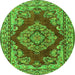 Square Medallion Green Traditional Rug, tr2626grn