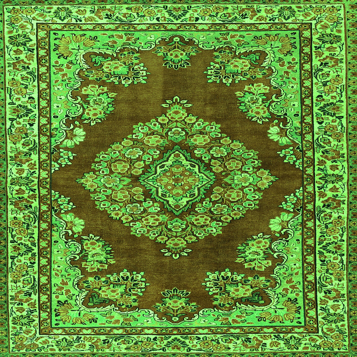 Serging Thickness of Medallion Green Traditional Rug, tr2626grn