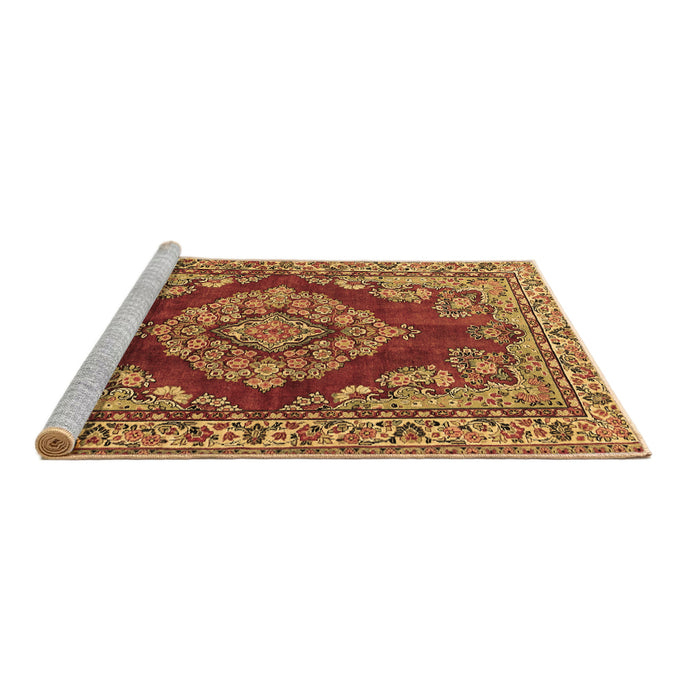 Sideview of Machine Washable Medallion Brown Traditional Rug, wshtr2626brn