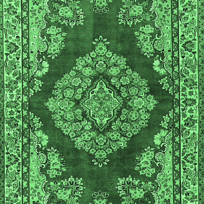 Machine Washable Medallion Emerald Green Traditional Area Rugs, wshtr2626emgrn