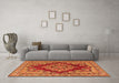 Machine Washable Medallion Orange Traditional Area Rugs in a Living Room, wshtr2626org