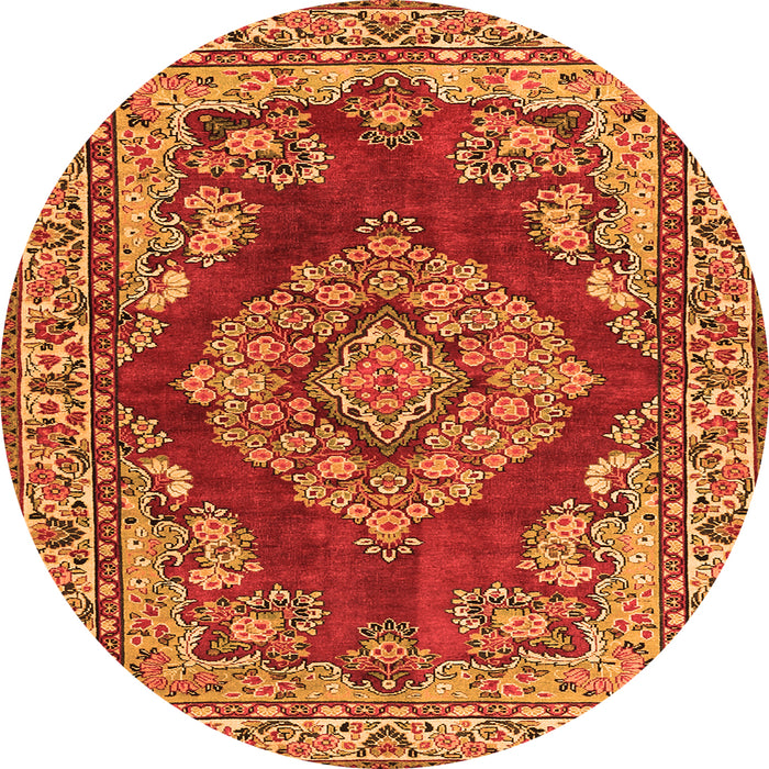 Machine Washable Medallion Orange Traditional Area Rugs, wshtr2626org