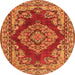 Machine Washable Medallion Orange Traditional Area Rugs, wshtr2626org