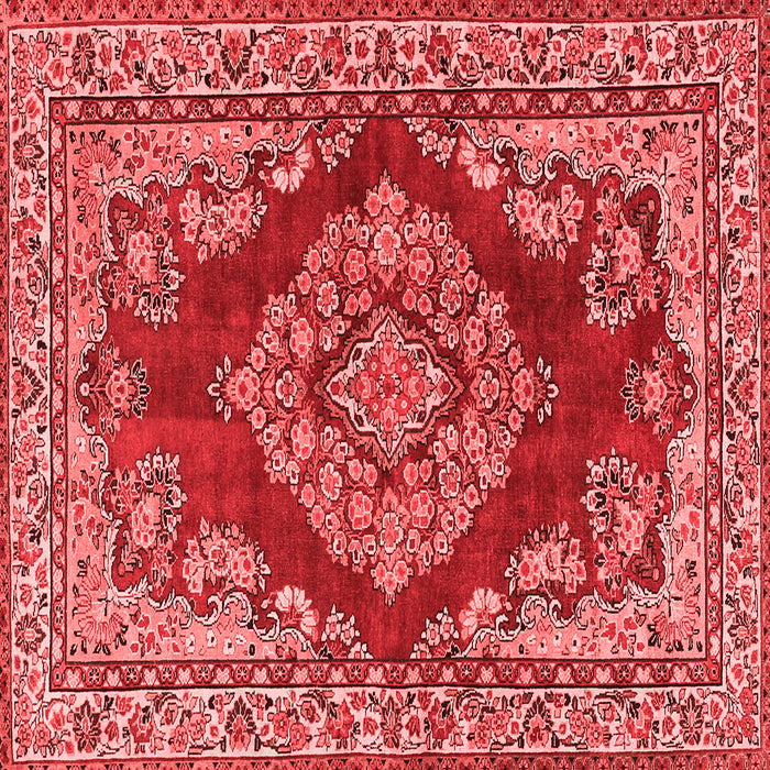 Machine Washable Medallion Red Traditional Rug, wshtr2626red