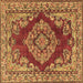 Square Machine Washable Medallion Brown Traditional Rug, wshtr2626brn