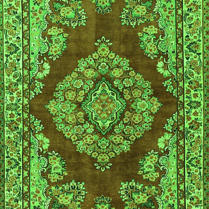 Serging Thickness of Machine Washable Medallion Green Traditional Area Rugs, wshtr2626grn