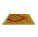 Sideview of Machine Washable Medallion Yellow Traditional Rug, wshtr2626yw