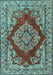 Machine Washable Medallion Light Blue Traditional Rug, wshtr2626lblu