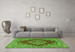 Machine Washable Medallion Green Traditional Area Rugs in a Living Room,, wshtr2626grn