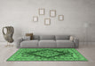 Machine Washable Medallion Emerald Green Traditional Area Rugs in a Living Room,, wshtr2626emgrn