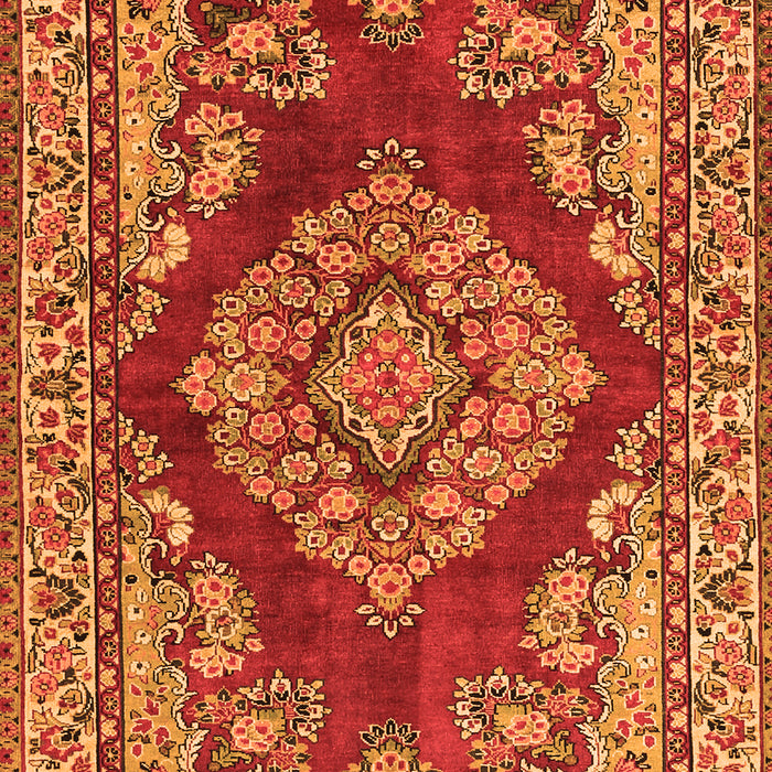 Serging Thickness of Machine Washable Medallion Orange Traditional Area Rugs, wshtr2626org