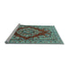 Sideview of Machine Washable Medallion Light Blue Traditional Rug, wshtr2626lblu