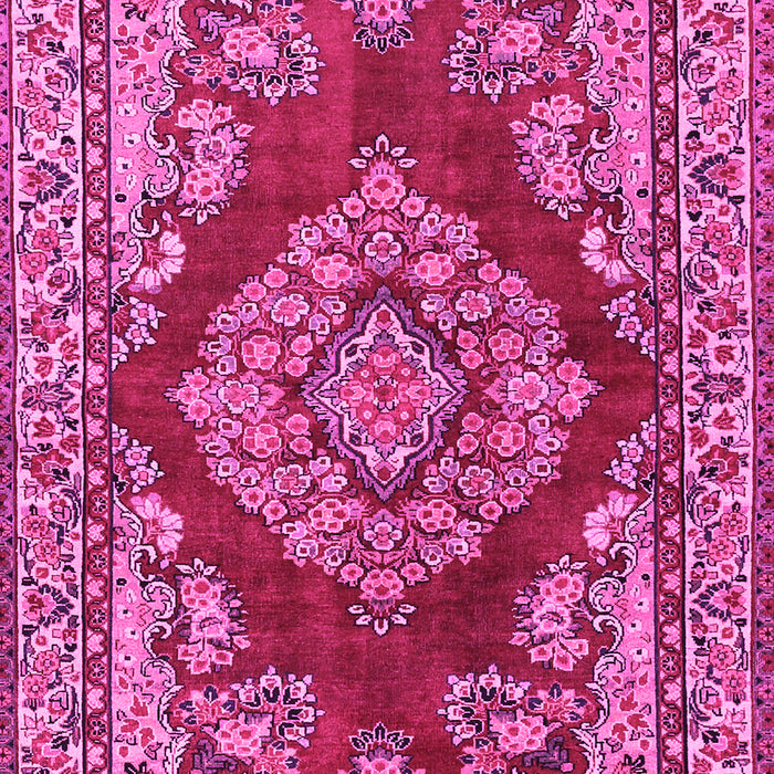 Machine Washable Medallion Pink Traditional Rug, wshtr2626pnk