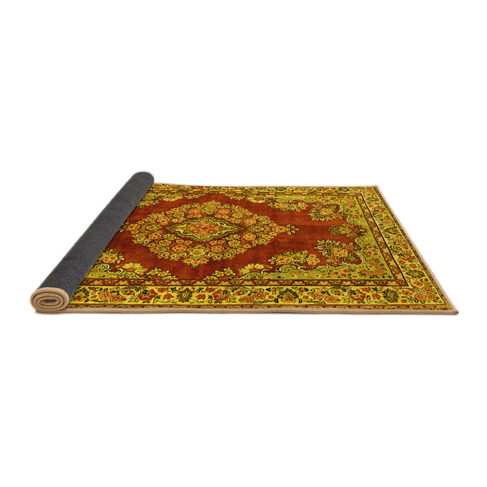 Sideview of Medallion Yellow Traditional Rug, tr2626yw