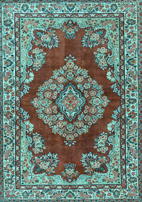 Medallion Light Blue Traditional Rug, tr2626lblu