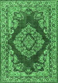 Medallion Emerald Green Traditional Rug, tr2626emgrn